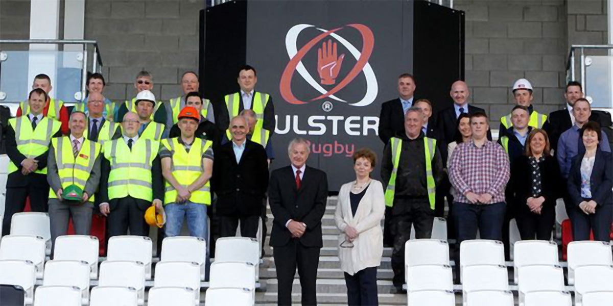 Kingspan Stadium Ravenhill Ulster Rugby Construction Team with Sports Minister